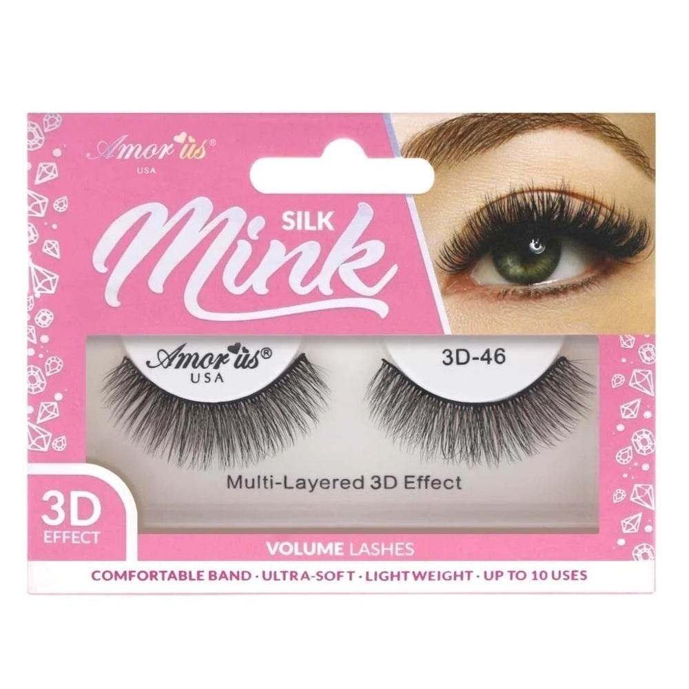 Amorus Cosmetics Handmade 3D Effect Silk Faux Mink False Eyelashes Lashes #46